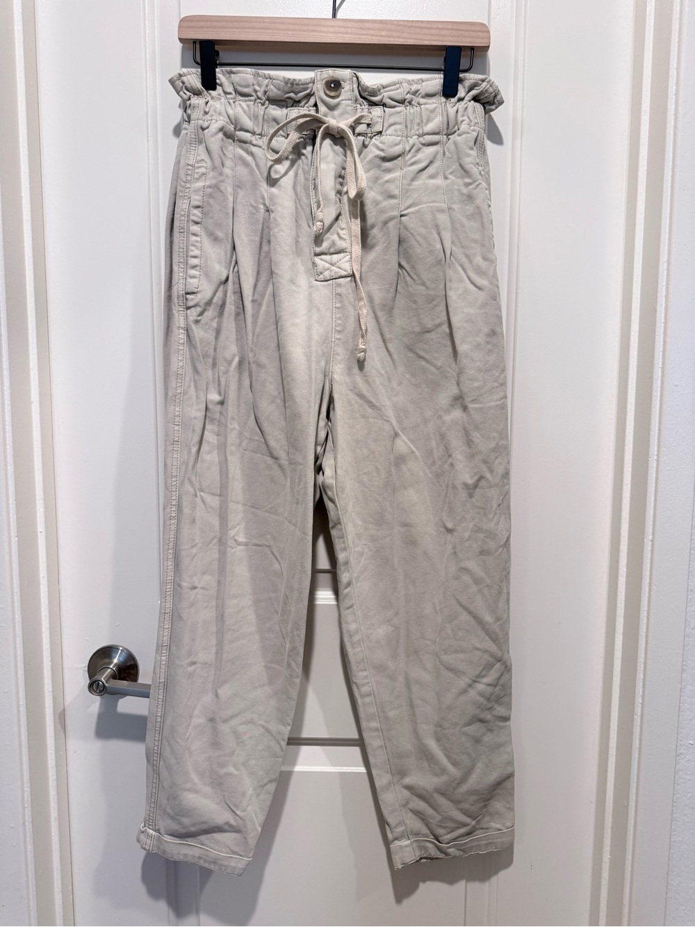 Free People Drawstring Chinos in Light Beige